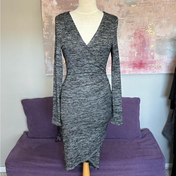 Guess by Marciano Dresses & Skirts - Guess by Marciano Rakel Long-Sleeve Wrap Dress Two Tone Gray Size M